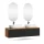 Meuble-lavabo double ARISA 160 cm, noir, avec 2 miroirs à LED et 2 vasques en céramique blanches de 60 cm