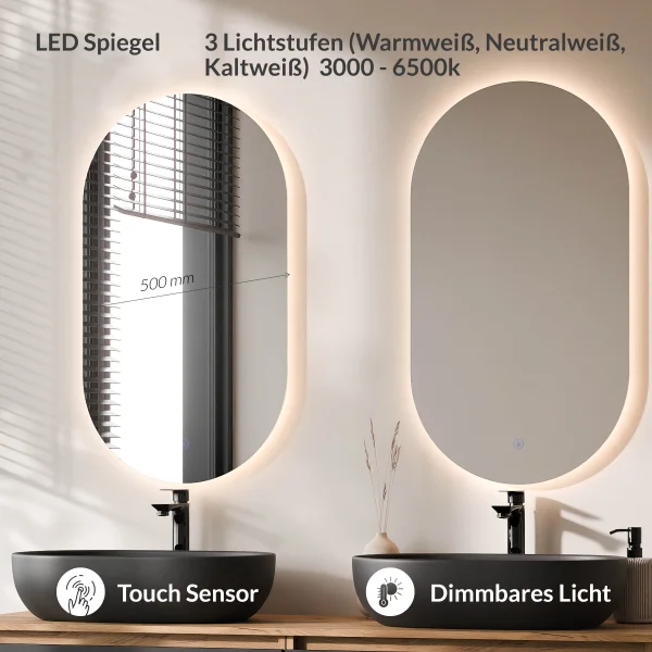 Meuble-lavabo double ARISA 160 cm, noir, avec 2 miroirs à LED et 2 vasques en céramique noires de 60 cm