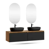 Mueble de lavabo doble ARISA de 160 cm en negro con 2...