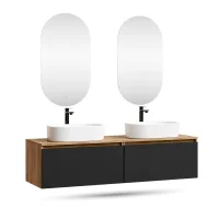 Mueble de lavabo doble ARISA de 160 cm en negro con 2...