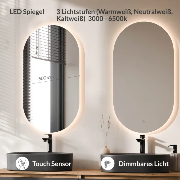 Meuble-lavabo double ARISA 160 cm, noir, avec 2 miroirs à LED et 2 vasques en céramique noires de 55 cm