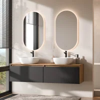 Mueble de lavabo doble ARISA de 160 cm en color negro,...