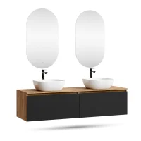 Mueble de lavabo doble ARISA de 160 cm en color negro,...