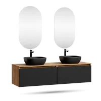 Mueble de lavabo doble ARISA de 160 cm en negro con 2...
