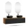 Meuble-lavabo double ARISA 160 cm, noir, avec 2 miroirs à LED et 2 vasques en céramique noires de 42 cm