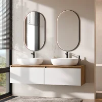 Mueble de lavabo doble ARISA de 160 cm con 2 espejos LED...