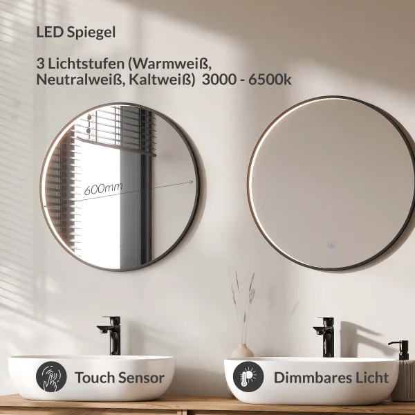 ARISA Doppelwaschtisch 160 cm mit 2 LED Spiegel VELUNA und 2 Keramik-Aufsatzwaschbecken