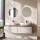 ARISA Double Vanity Unit, 160 cm, in White Ribbed, with 2 NOVA 60 cm LED Mirrors and 2 White Ceramic Countertop Sinks, 60 cm