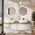 ARISA Double Vanity Unit, 160 cm, in White Ribbed, with 2 NOVA 60 cm LED Mirrors and 2 White Ceramic Countertop Sinks, 60 cm