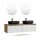 ARISA Double Vanity Unit, 160 cm, in White Ribbed, with 2 NOVA 60 cm LED Mirrors and 2 Black Ceramic Countertop Sinks, 60 cm