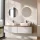 ARISA Double Vanity Unit, 160 cm, in White Ribbed, with 2 NOVA 60 cm LED Mirrors and 2 White Ceramic Countertop Sinks, 55 cm