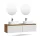 ARISA Double Vanity Unit, 160 cm, in White Ribbed, with 2 NOVA 60 cm LED Mirrors and 2 White Ceramic Countertop Sinks, 55 cm
