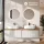 ARISA Double Vanity Unit, 160 cm, in White Ribbed, with 2 NOVA 60 cm LED Mirrors and 2 White Ceramic Countertop Sinks, 55 cm