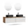 ARISA Double Vanity Unit, 160 cm, in White Ribbed, with 2 NOVA 60 cm LED Mirrors and 2 Black Ceramic Countertop Sinks, 55 cm
