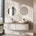 ARISA Double Vanity Unit, 160 cm, in White Ribbed, with 2 NOVA 60 cm LED Mirrors and 2 White Ceramic Countertop Sinks, 42 cm