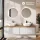 ARISA Double Vanity Unit, 160 cm, in White Ribbed, with 2 NOVA 60 cm LED Mirrors and 2 White Ceramic Countertop Sinks, 42 cm