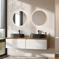 ARISA Doppelwaschtisch 160 cm in Weiß mit 2 LED...