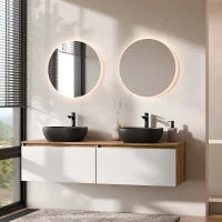 ARISA Doppelwaschtisch 160 cm in Weiß mit 2 LED...