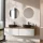 ARISA Double Vanity Unit, 160 cm, in White, with 2 NOVA 60 cm LED Mirrors and 2 Black 42 cm Ceramic Countertop Sinks