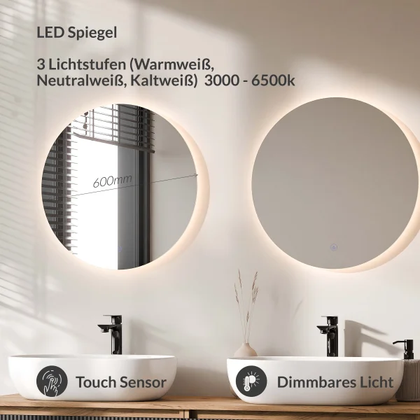 ARISA Double Vanity Unit, 160 cm, in Black Ribbed, with 2 NOVA 60 cm LED Mirrors and 2 White Ceramic Countertop Sinks, 60 cm