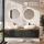 ARISA Double Vanity Unit, 160 cm, in Black Ribbed, with 2 NOVA 60 cm LED Mirrors and 2 White Ceramic Countertop Sinks, 60 cm