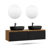 Mobile lavabo doppio ARISA da 160 cm in nero zigrinato...