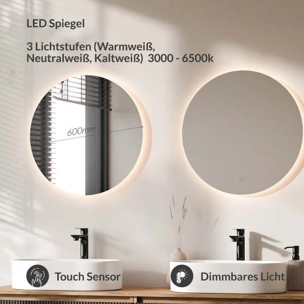 ARISA Double Vanity Unit, 160 cm, in Black Ribbed, with 2 NOVA 60 cm LED Mirrors and 2 White Ceramic Countertop Sinks, 55 cm
