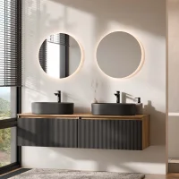 Mobile lavabo doppio ARISA da 160 cm in nero zigrinato...