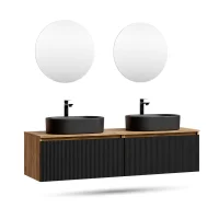 Mobile lavabo doppio ARISA da 160 cm in nero zigrinato...