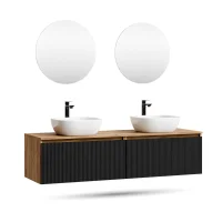 ARISA: doppio lavabo da 160 cm in nero zigrinato con 2...