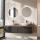 ARISA Double Vanity Unit, 160 cm, in Black Ribbed, with 2 NOVA 60 cm LED Mirrors and 2 White Ceramic Countertop Sinks, 42 cm