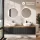 ARISA Double Vanity Unit, 160 cm, in Black Ribbed, with 2 NOVA 60 cm LED Mirrors and 2 White Ceramic Countertop Sinks, 42 cm