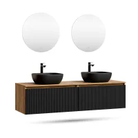 Mobile lavabo doppio ARISA da 160 cm in nero zigrinato...