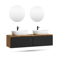 Mueble de lavabo doble ARISA de 160 cm en negro con 2...