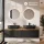 Mueble de lavabo doble ARISA de 160 cm en negro con 2 espejos LED NOVA de 60 cm y 2 lavabos sobre encimera de cerámica negros de 60 cm