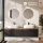 Meuble-lavabo double ARISA 160 cm, noir, avec 2 miroirs à LED NOVA 60 cm et 2 vasques en céramique blanches à poser 55 cm