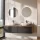 Meuble-lavabo double ARISA 160 cm, noir, avec 2 miroirs à LED NOVA 60 cm et 2 vasques en céramique blanches à poser 42 cm