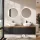 Meuble-lavabo double ARISA 160 cm, noir, avec 2 miroirs à LED NOVA 60 cm et 2 vasques en céramique blanches à poser 42 cm