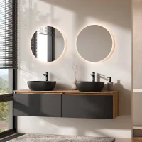 ARISA Double Vanity Unit, 160 cm, in Black, with 2 NOVA...