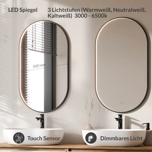 ARISA Double Vanity Unit, 160 cm, in White Ribbed, with 2 GLORA LED Mirrors and 2 White Ceramic Countertop Sinks, 60 cm