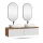 ARISA Double Vanity Unit, 160 cm, in White Ribbed, with 2 GLORA LED Mirrors and 2 White Ceramic Countertop Sinks, 60 cm