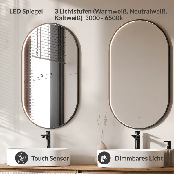 ARISA Double Vanity Unit, 160 cm, in White Ribbed, with 2 GLORA LED Mirrors and 2 White Ceramic Countertop Sinks, 55 cm