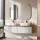 ARISA Double Vanity Unit, 160 cm, in White Ribbed, with 2 GLORA LED Mirrors and 2 White Ceramic Countertop Sinks, 55 cm