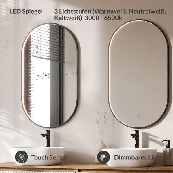 ARISA Double Vanity Unit, 160 cm, in White Ribbed, with 2 GLORA LED Mirrors and 2 White Ceramic Countertop Sinks, 42 cm