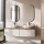 ARISA Double Vanity Unit, 160 cm, in White Ribbed, with 2 GLORA LED Mirrors and 2 White Ceramic Countertop Sinks, 42 cm