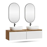 ARISA Doppelwaschtisch 160 cm in Weiß mit 2 LED...