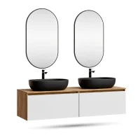 ARISA Doppelwaschtisch 160 cm in Weiß mit 2 LED...