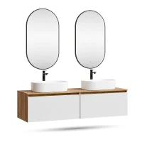 ARISA Doppelwaschtisch 160 cm in Weiß mit 2 LED...