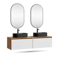 ARISA Doppelwaschtisch 160 cm in Weiß mit 2 LED...