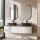 ARISA Double Vanity Unit, 160 cm, in White, with 2 GLORA LED Mirrors and 2 Black Ceramic Countertop Sinks, 55 cm
